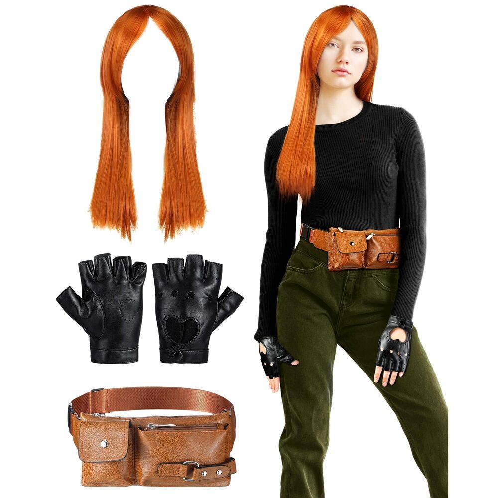 9797 3 Pcs Halloween Costume Accessory Ginger Orange Long